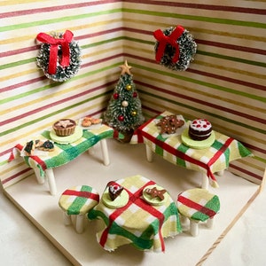 Handmade Christmas Bakery Figurine - Polymer Clay Miniature Cakes