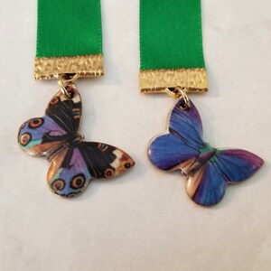 Ribbon Bookmarks with Butterfly Charms - Handmade
