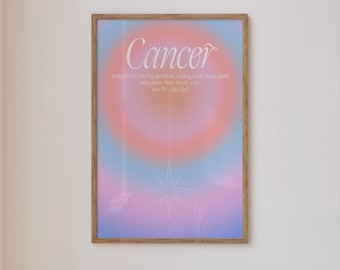 Cancer Zodiac Gradient DIGITAL Print Download Star Sign Poster Astrology Aesthetic Pastel Trendy Decor Gallery Wall Print Colourful Gift
