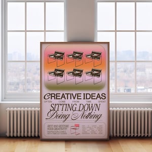 Creative Sit Digital Print Aesthetic Retro Midcentury Modern Bold Wall Art Gallery Wall Pastel Design Cool Art Colourful Graphic Poster