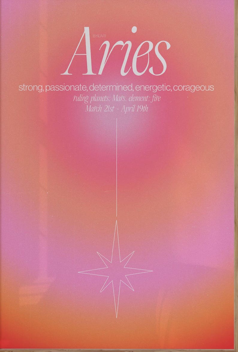Aries Zodiac Gradient Print: Star Sign Astrology Decor (digital ...