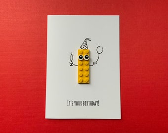 Birthday Card with Brick Piece - 'It's Your Birthday' - Multiple Colours