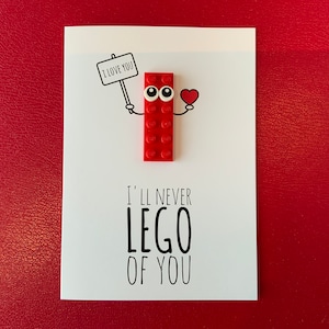 I'll Never Lego Of You Card, made using Lego (6x2) Piece - Birthday/Anniversary/General/Valentines