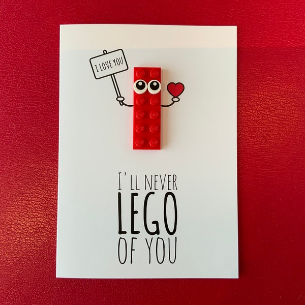 I'll Never Lego Of You Card, made using Lego (6x2) Piece - Birthday/Anniversary/General/Valentines