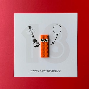AGE Birthday Card With Brick Piece 18 21 30 40 50 60 70 Multiple Colours Etsy