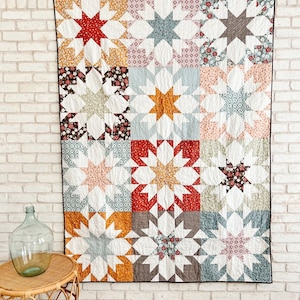 Floral Star Quilt: Handmade Cotton Heirloom (60&quot; x 80&quot;)