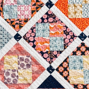 Modern Handmade Quilt (58&quot; x 72&quot;) - Bold Colors, Heirloom Quality