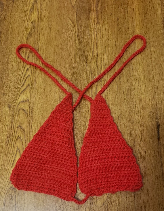 Red Crochet Bikini Top Etsy
