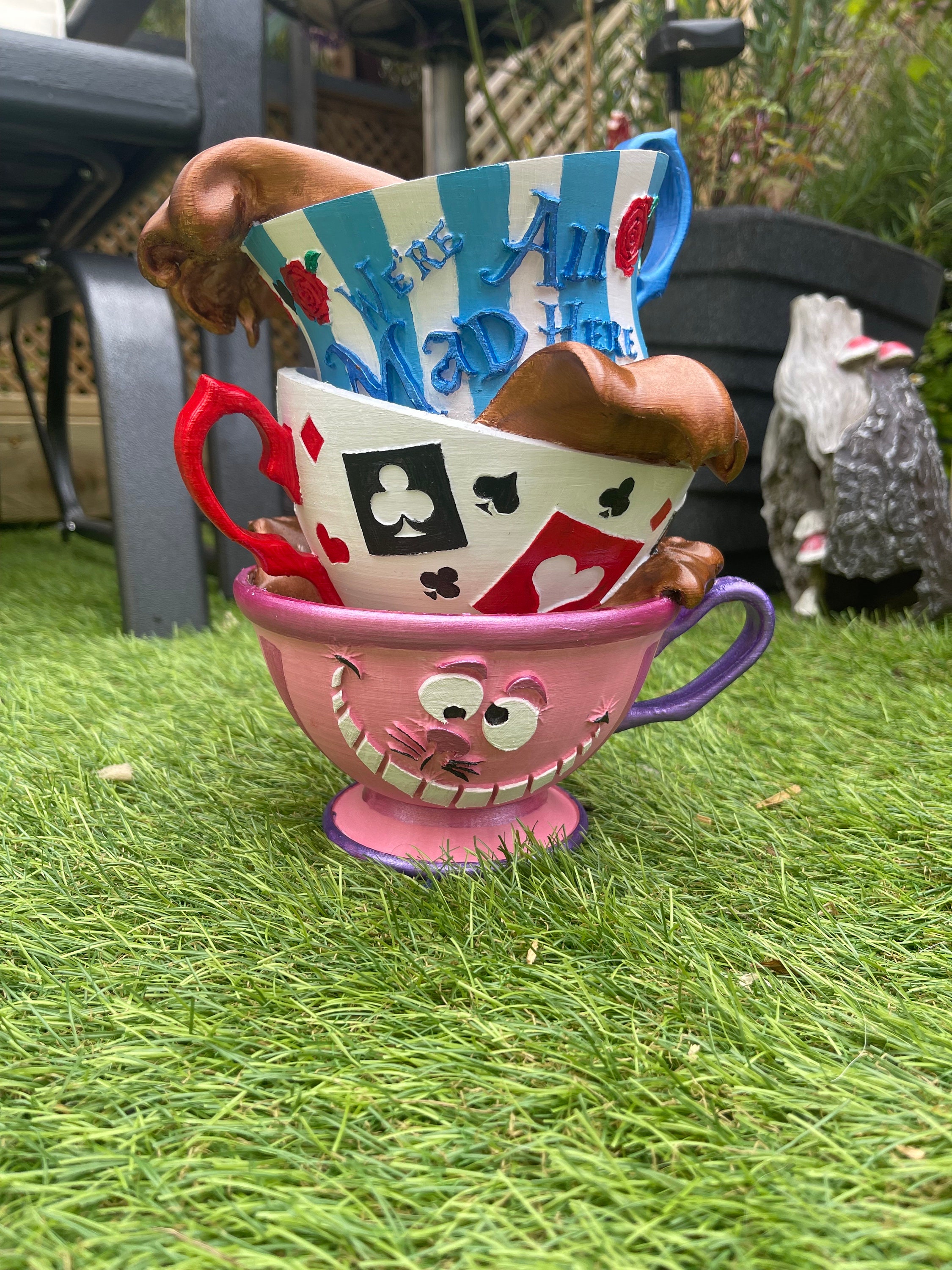 Alice in Wonderland Teacup Stack  Whimsical Tea Party Decor - Etsy