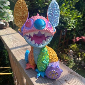 3D Printed Stitch Figurine – Metallic Finish – Lilo & Stitch Collectible – Disney Fan Gift