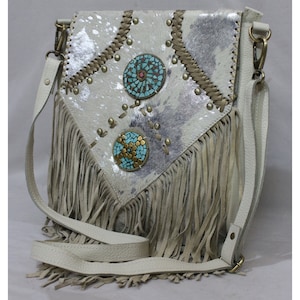 Satchel - Roomy Crossbody Bag with Boho Fringe, Authentic Vintage