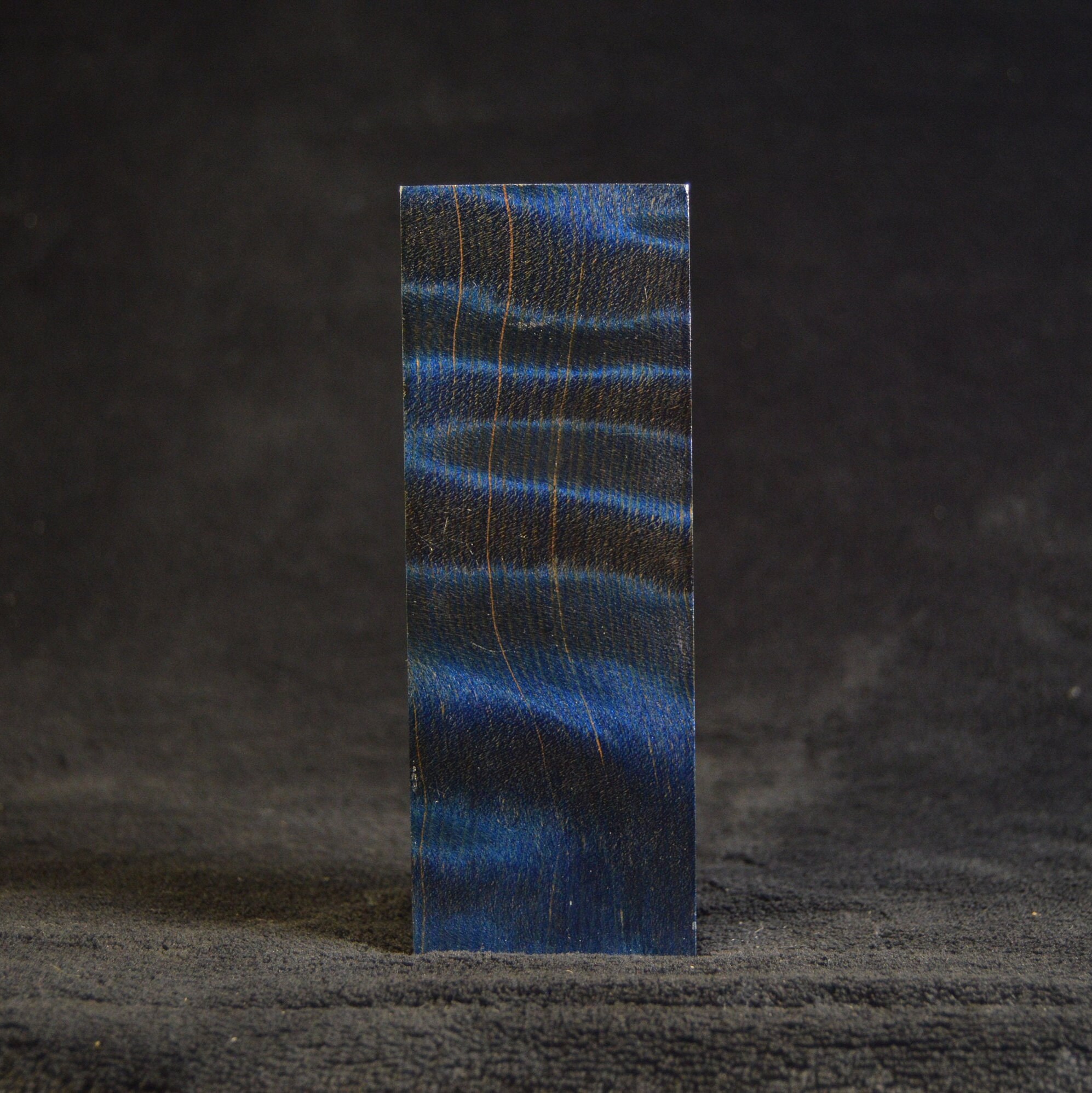 Blue Stabilized Curly Redwood Block Knife Making Pen Turning Knife