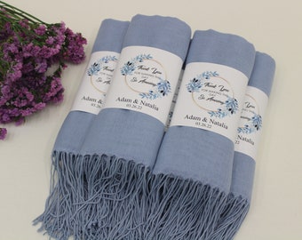 Baby Blue Pashmina Shawl, Bridesmaid Shawl, Personalized Wedding Favors for Guests, Bridal Shower Favors, Pashmina Shawl Wedding, Bulk Shawl