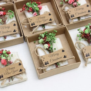 Sapone profumato personalizzato natalizio, regali di Natale, bomboniere rustiche natalizie, felice anno nuovo, buone feste, bomboniere personalizzate per il Ringraziamento