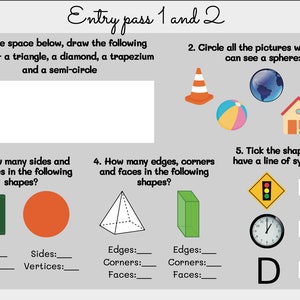 Maths Entry and Exit Quizzes Grade 1/2 Cambridge Framework/NC