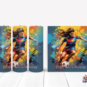 Soccer Girl Abstract 20 Oz Tumbler Wrap