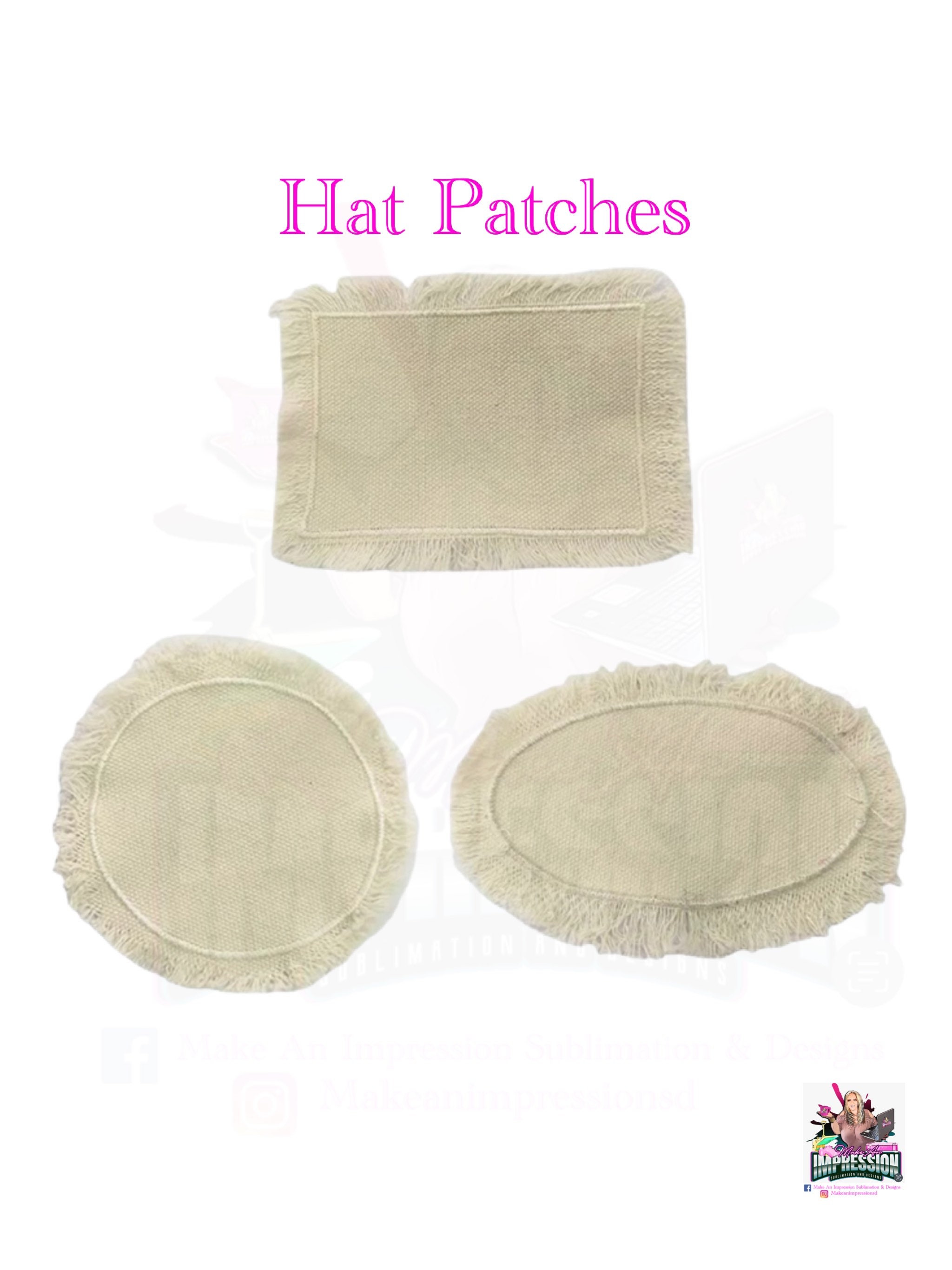 Rectangle Plain Burlap Sublimation Hat Patches With Adhesive