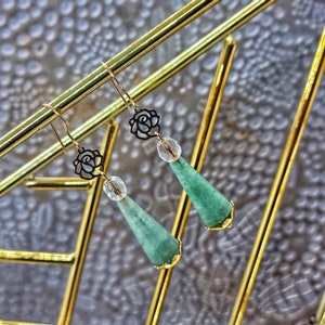 Teardrop GemStone Gold Dangles with Swarovski crystals