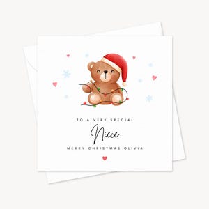 Carte de Noël de nièce | Carte de vœux spéciale famille | Carte de fête mignonne | Carte de Noël spéciale | Petite-fille Fille Maman Sœur