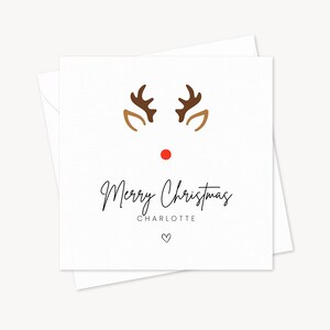 Personalisierte Rentier-Weihnachtskarte | Spezielle Feiertagskarte | Weihnachtskarte | Niedliche Familienfestkarte | Besondere Weihnachtskarte | Tochter Sohn