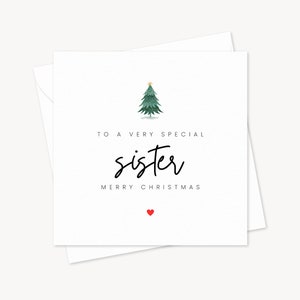 Schwester Weihnachtskarte | Spezielle Feiertagskarte für Familie | Bruder Mum Papa Tochter Sohn | Weihnachtsbaum Karte | Niedliche festliche Karte |  | Familienkarte