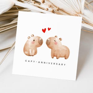 Cute Capybara Anniversary Card, Happy Wedding Anniversary Card, Husband Wife Boyfriend Girlfriend Fiance, Gift For Him Her, Punny Card