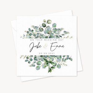 Tarjeta botánica personalizada para el día de la boda / Recién casados / Novia y novio Tarjeta de boda minimalista / Felicitaciones / Recién casados / Matrimonio