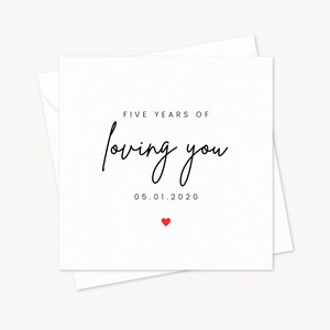 Vijf jaar van je houden | Jubileumkaart | Fijne bruiloft | Echtgenoot vrouw vriend vriendin verloofde | Cadeau voor hem haar | Onze date