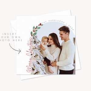 Tarjeta navideña con foto personalizada / Regalo festivo / Tarjeta navideña con retrato familiar / Tarjeta de invierno personalizada / Feliz Navidad