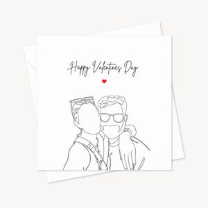 Carte de Saint-Valentin croquis contour personnalisé | Personnalisé | Mari Épouse Petite amie Petit ami Fiancé Partenaire | Amour | Fiançailles d'anniversaire