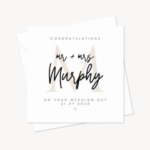 Biglietto personalizzato per il giorno del matrimonio / Sposi novelli / Biglietto di nozze per sposi / Congratulazioni / Appena sposato / Mr e Mrs / Matrimonio