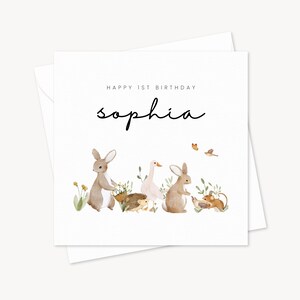 Tarjeta de cumpleaños personalizada para niños de Woodland / Feliz cumpleaños ocasional / Tarjeta para niños animales / Tarjeta de felicitación linda / Regalo para la familia