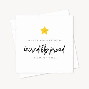N'oubliez jamais à quel point je suis fier de vous | Bonne chance pour un nouvel emploi personnalisé | Bravo | Vous avez cette carte de chance | Nouvelle aventure