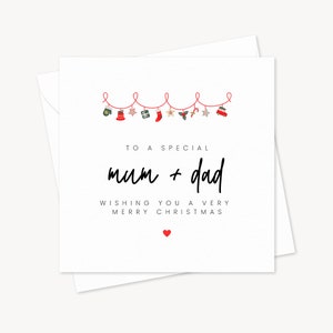 Carte de Noël pour maman et papa | Carte de vœux spéciale pour papa et maman | Carte de Noël | Carte de fête de famille mignonne | Carte spéciale de Noël