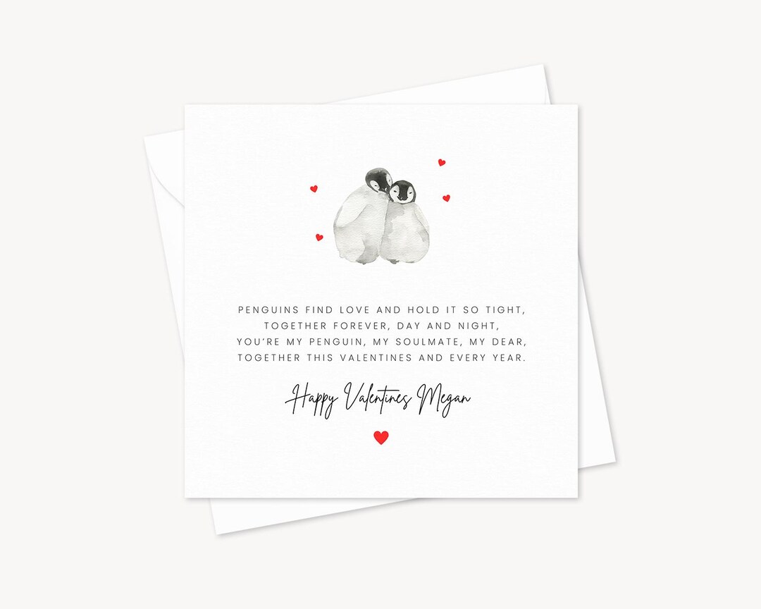 You're My Soulmate, Penguin Valentines Card | Personalised Romantic ...