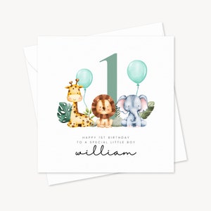 Personalised Safari Childrens Birthday Card | Happy Birthday Occasional | Animal Kids Card | Cute Greeting Card | Gift For Family
