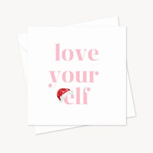 Love Your Elf-kerstkaart | Gepersonaliseerde kaart | Roze en rood | Feestelijke winterkaart | Cadeau voor familie en vrienden