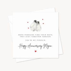 Eres mi pingüino Tarjeta de aniversario / Boda / Esposo Esposa Novio Novia Prometido / Regalo para él Ella / Tarjeta minimalista / Te amo