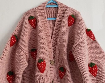 Strawberry Cardigan - Etsy