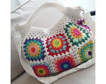 Handmade Granny Square Crochet Bag – Bohemian Style Shoulder Bag
