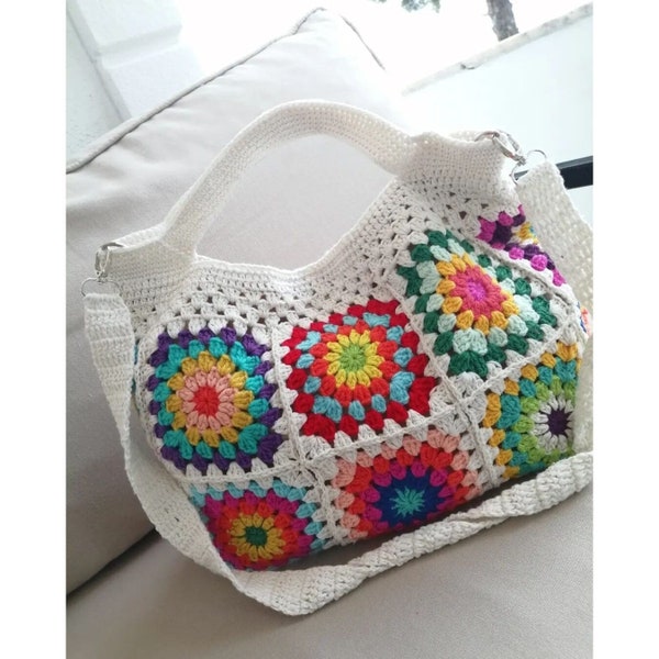 Granny Square Bag - Bohemian Bag - Crochet Bag - Afghan Crochet - Motif Bag - Retro Style - Vintage Bag - Granny Square Shoulder Bag