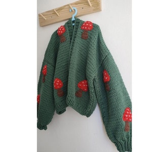 Cardigan&Sweater-Mushroom Cardigan Mushroom Pullover Fruit Knitted Clothes Mushroom Patch Plus Oversized Options image 8