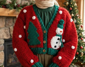 Noel Cardigan - Christmas Sweater- Santa Claus - Noel Pullover - Noeltree - Snowman - New Year Gift