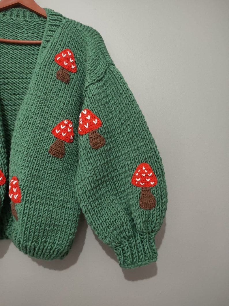 Cardigan&Sweater-Mushroom Cardigan Mushroom Pullover Fruit Knitted Clothes Mushroom Patch Plus Oversized Options image 5