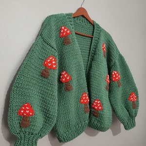 Cardigan&Sweater-Mushroom Cardigan Mushroom Pullover Fruit Knitted Clothes Mushroom Patch Plus Oversized Options image 2