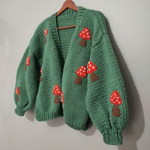 Cardigan&Sweater-Mushroom Cardigan Mushroom Pullover Fruit Knitted Clothes Mushroom Patch Plus Oversized Options image 3