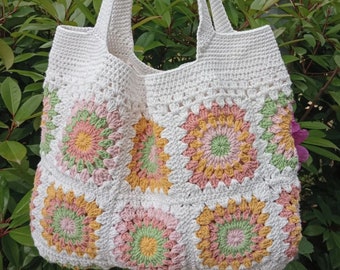Granny Square Bag - Bohemian Bag - Crochet Bag - Afghan Crochet - Motif Bag - Retro Style - Vintage Bag - Granny Square Shoulder Bag,