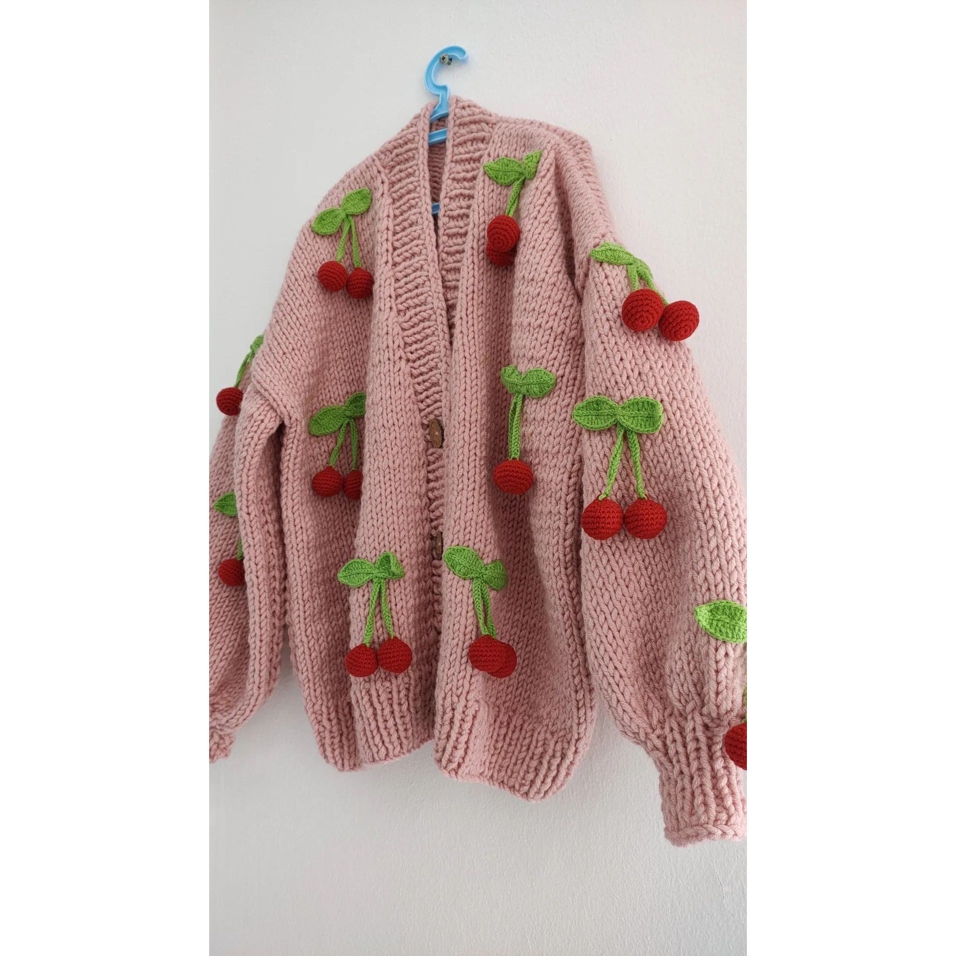 Cherry Cardigan - Cherry Patterned Sweater- Cherry Knitted