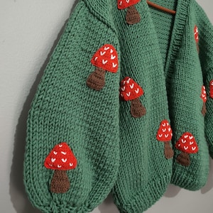 Cardigan&Sweater-Mushroom Cardigan Mushroom Pullover Fruit Knitted Clothes Mushroom Patch Plus Oversized Options image 4