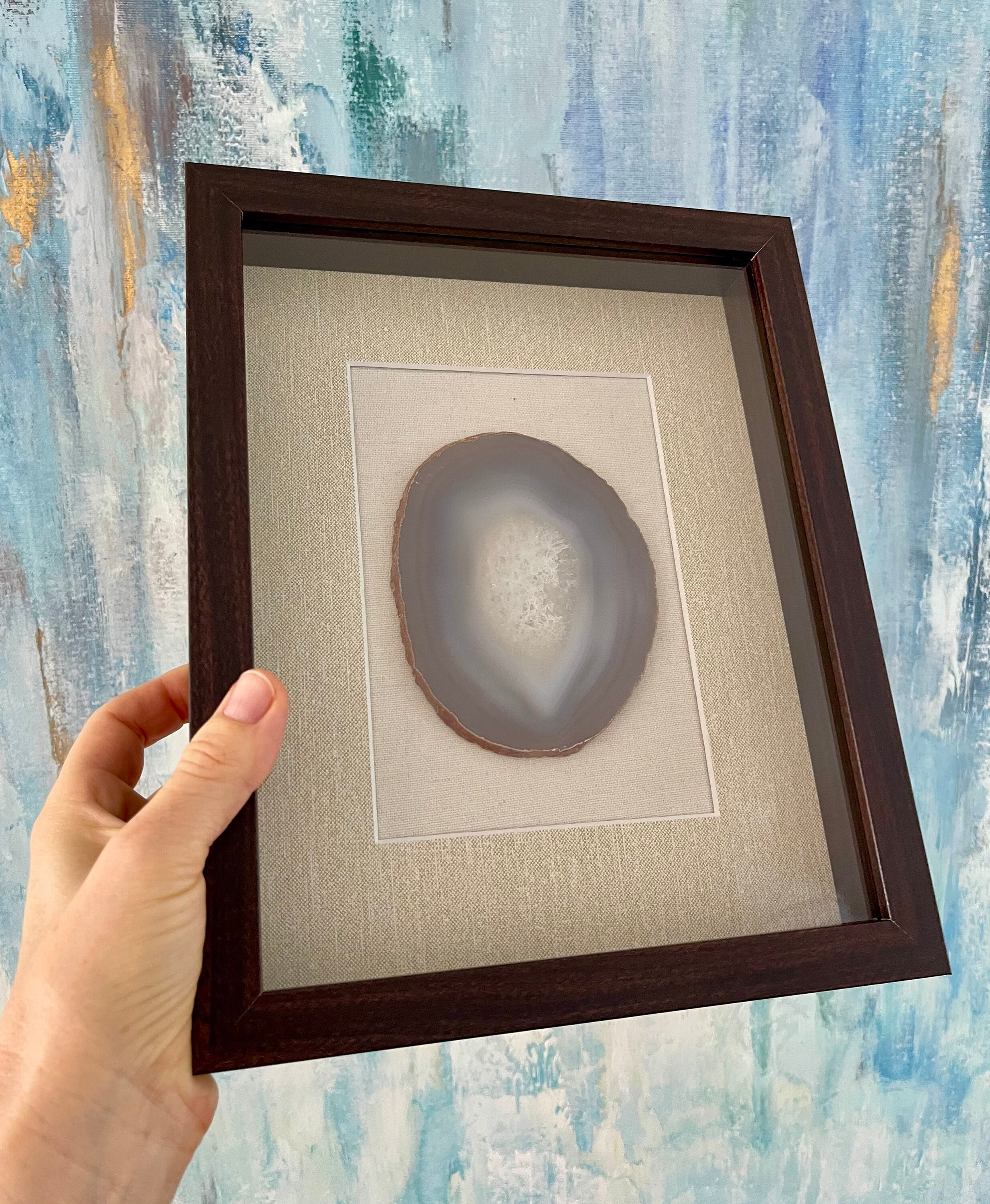 A Set of Two 8x10 Neutral Agate Crystal Geode Shadow Box Art Etsy